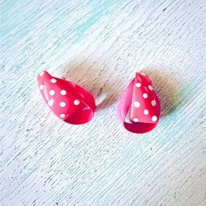 FREE WITH ANY BUNDLE Barbie 80s pink and white polkadot pierced earrings.